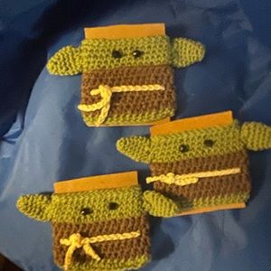Hand crocheted Yoda cup holders One piece
